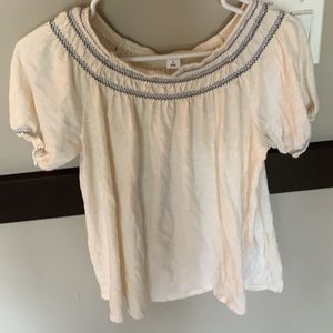 Off the shoulder cream blouse
